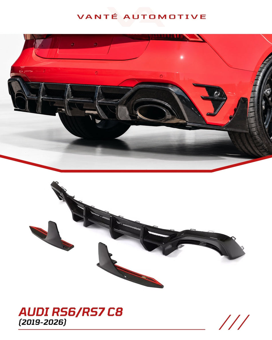 Audi RS6/RS7 C8 Carbon Fiber Rear Bumper Diffuser Lip V2