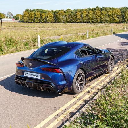 TOYOTA SUPRA 2019+ A90 CARBON FIBRE DIFFUSER ADD ON-Diffuser-CT CARBON-CT Carbon - High-quality carbon fiber and gloss black aerodynamic parts for premium sports and luxury vehicles.