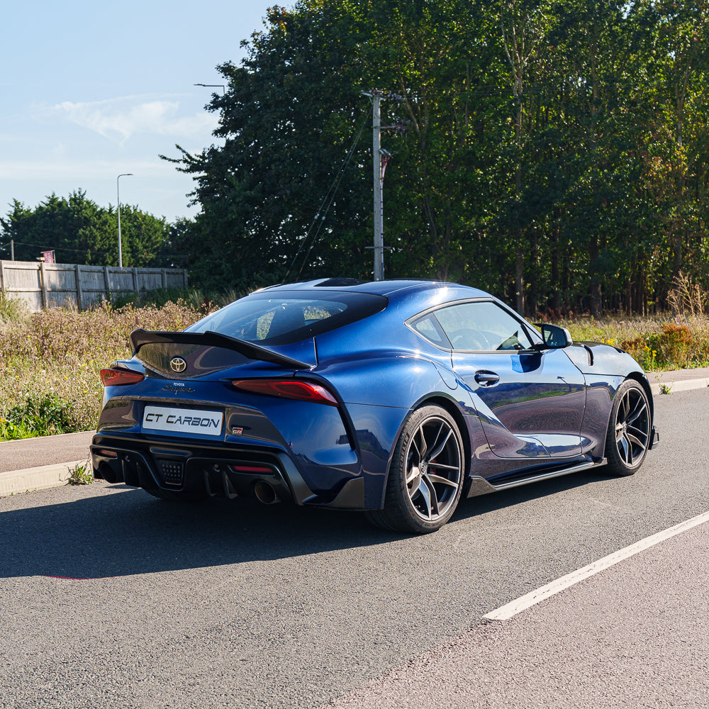 TOYOTA SUPRA 2019+ A90 FULL CARBON FIBRE KIT - V2-Kit-CT CARBON-CT Carbon - High-quality carbon fiber and gloss black aerodynamic parts for premium sports and luxury vehicles.