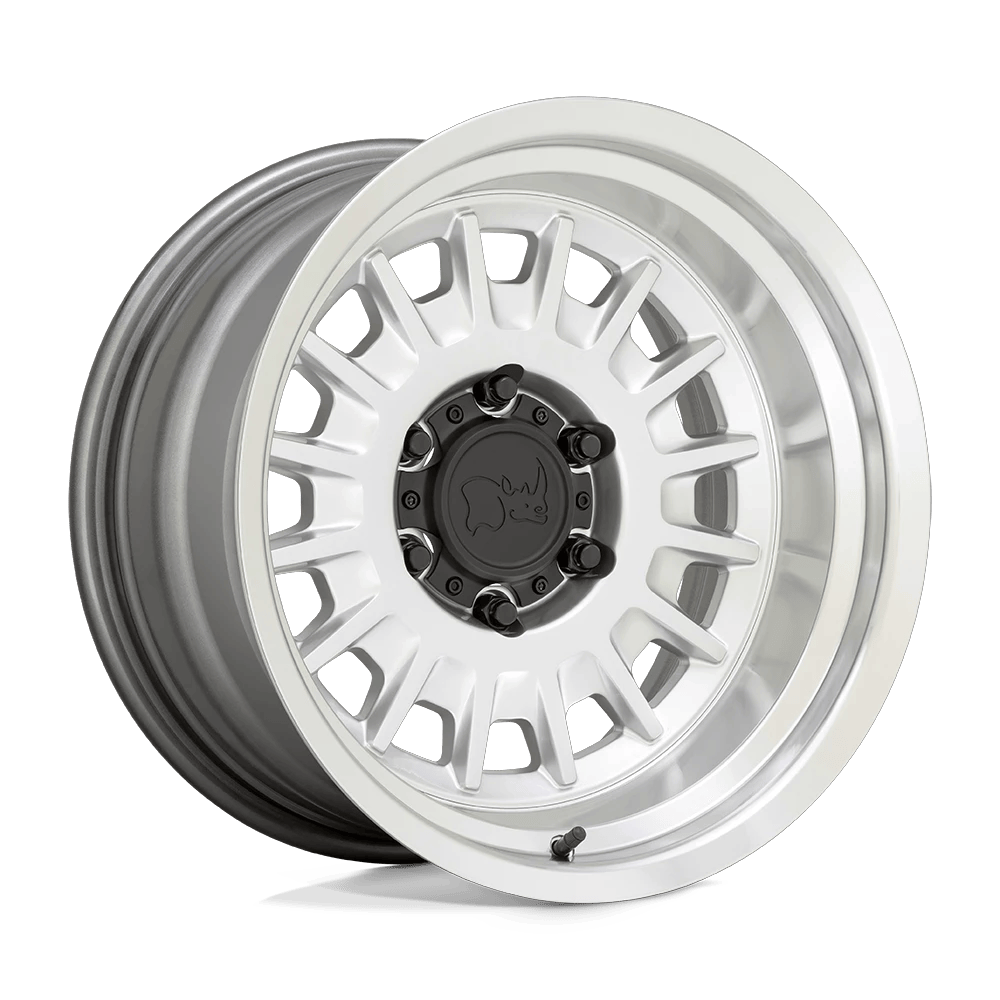 Black Rhino Hard Alloys ALISO 17x8.5 ET-10 6x139.7 Gloss Silver w/ Mirror Cut Face
