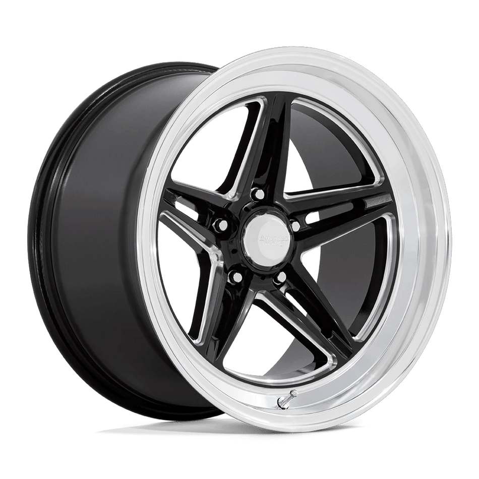 American Racing Vintage VN514 GROOVE 18x8 ET0 5x120.6 Gloss Black Milled w/ Diamond Cut Lip