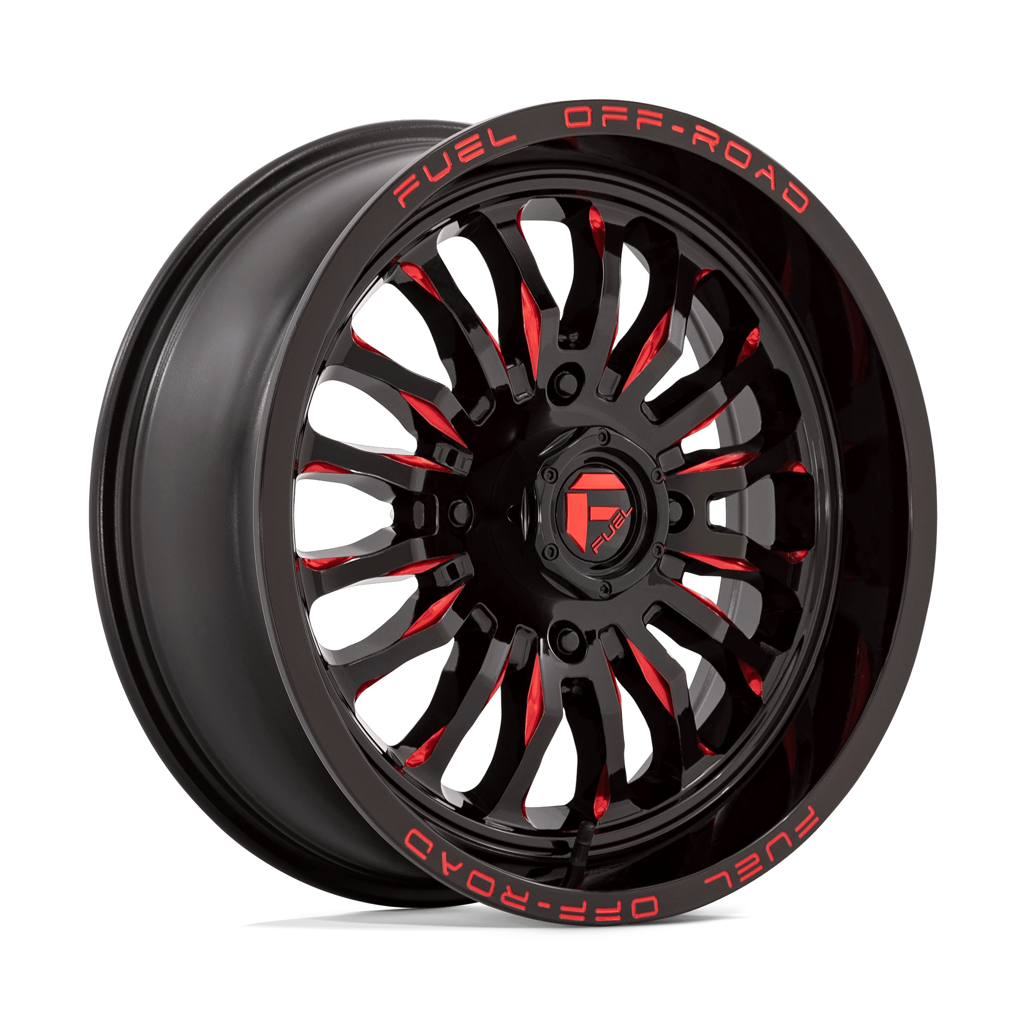 Fuel UTV D822 ARC UTV 18x7 ET13 4x156 Gloss Black Milled w/ Red Tint