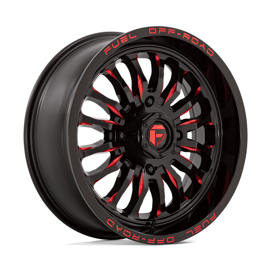 Fuel UTV D822 ARC UTV 18x7 ET13 4x156 Gloss Black Milled w/ Red Tint