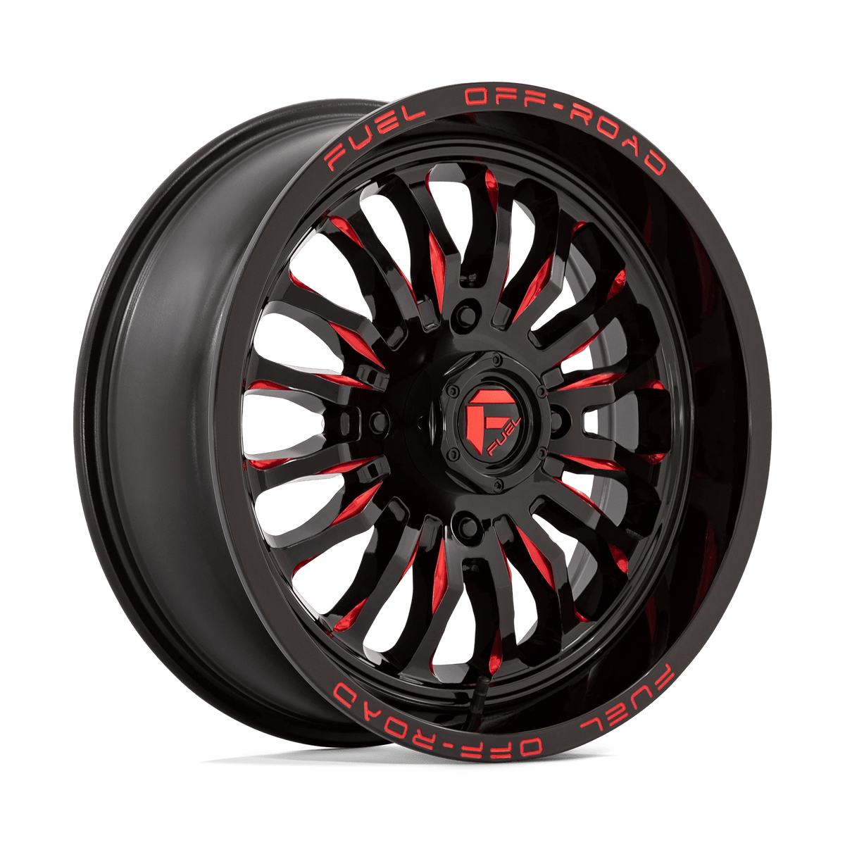 Fuel UTV D822 ARC UTV 18x7 ET13 4x137 Gloss Black Milled w/ Red Tint