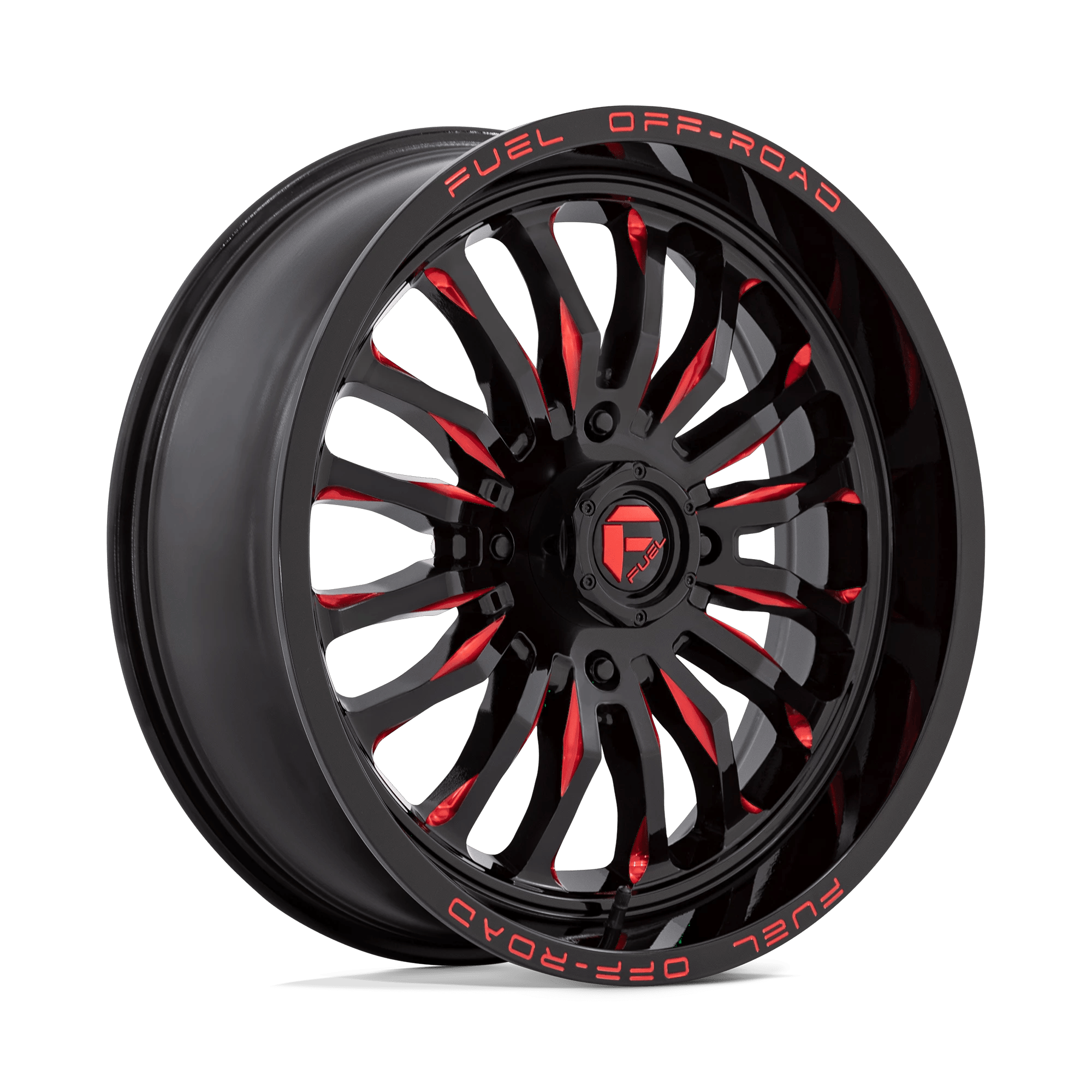Fuel UTV D822 ARC UTV 20x7 ET13 4x137 Gloss Black Milled w/ Red Tint