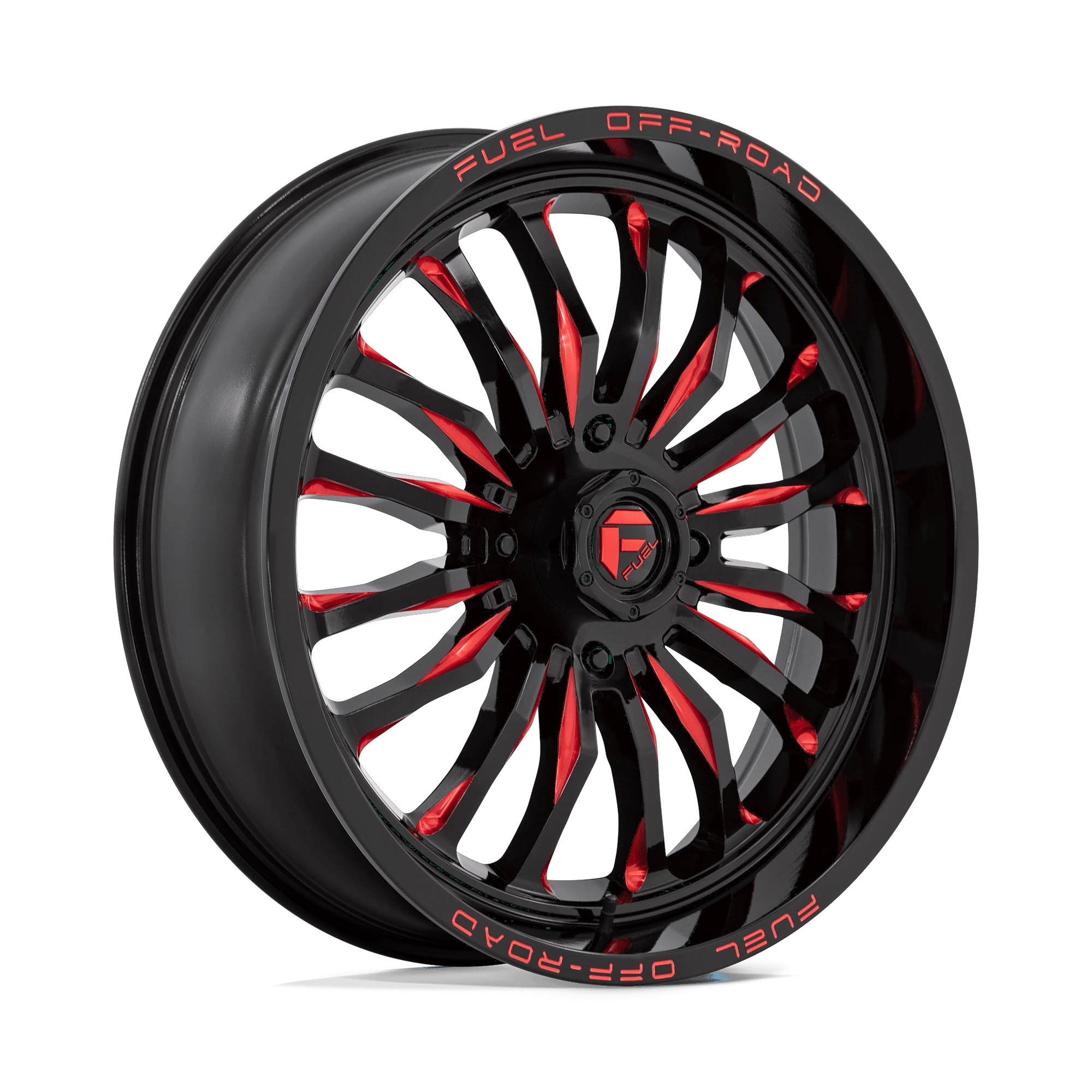 Fuel UTV D822 ARC UTV 22x7 ET13 4x156 Gloss Black Milled w/ Red Tint