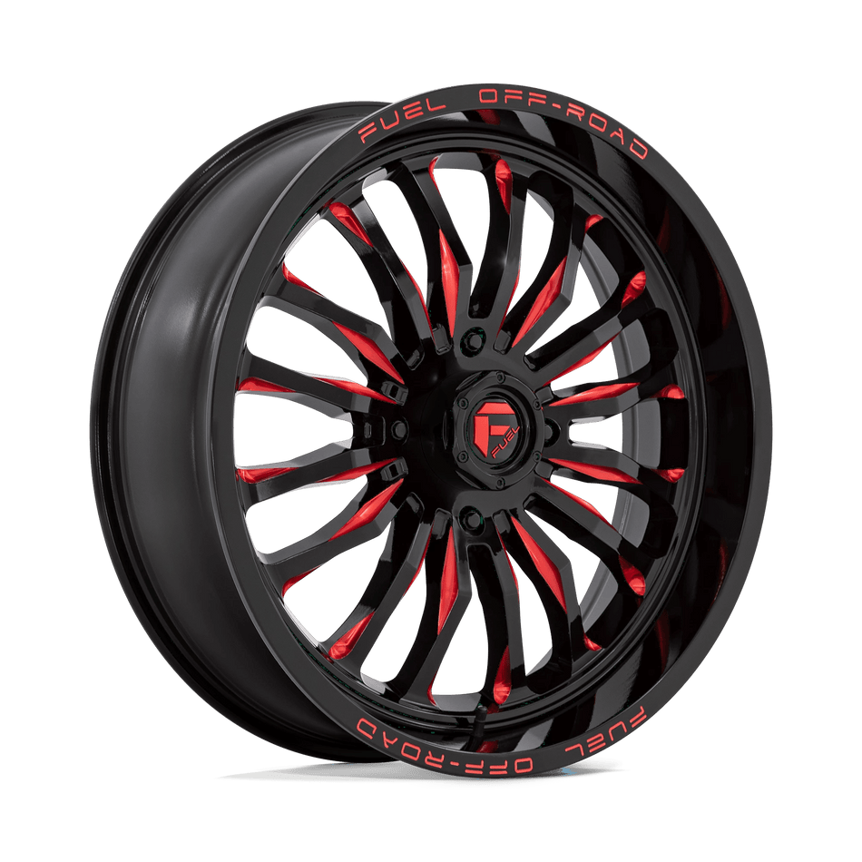 Fuel UTV D822 ARC UTV 22x7 ET13 4x156 Gloss Black Milled w/ Red Tint