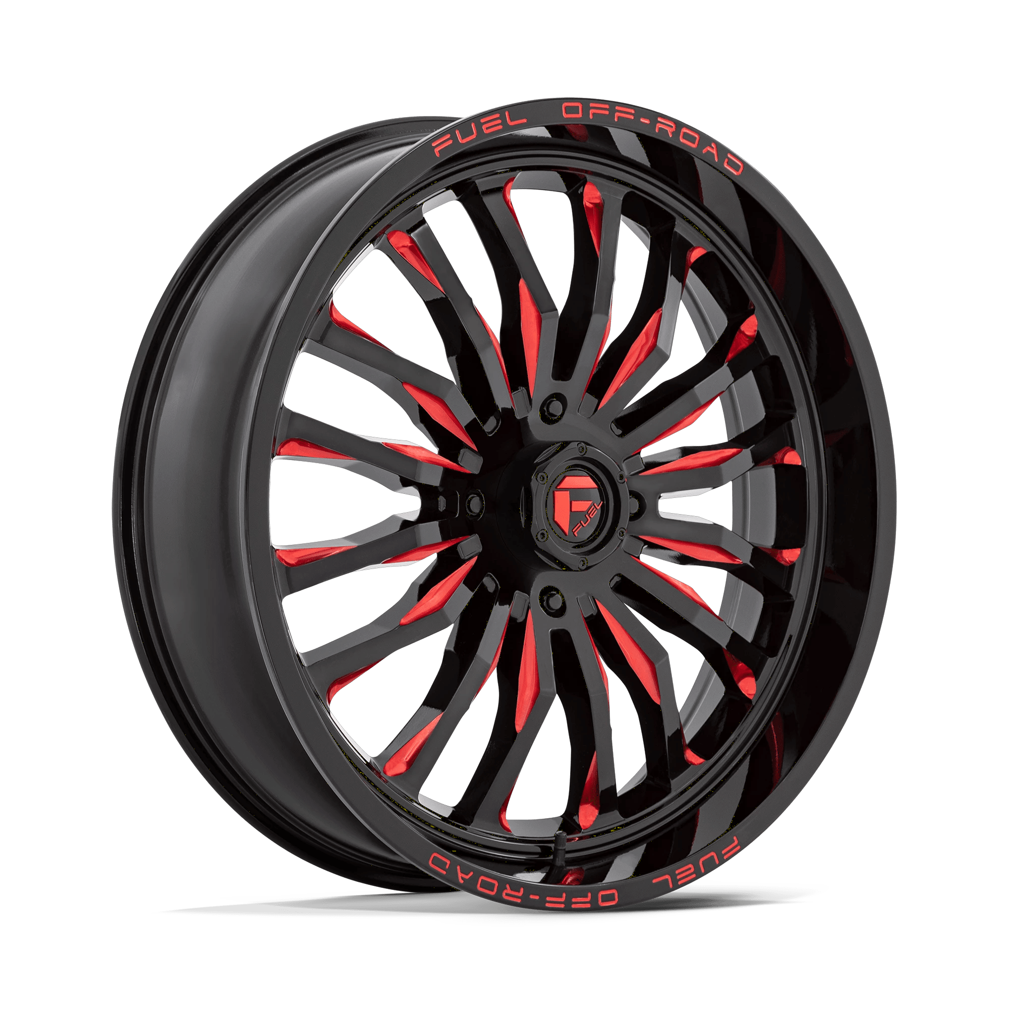 Fuel UTV D822 ARC UTV 24x7 ET13 4x156 Gloss Black Milled w/ Red Tint