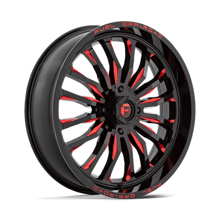 Fuel UTV D822 ARC UTV 24x7 ET13 4x137 Gloss Black Milled w/ Red Tint