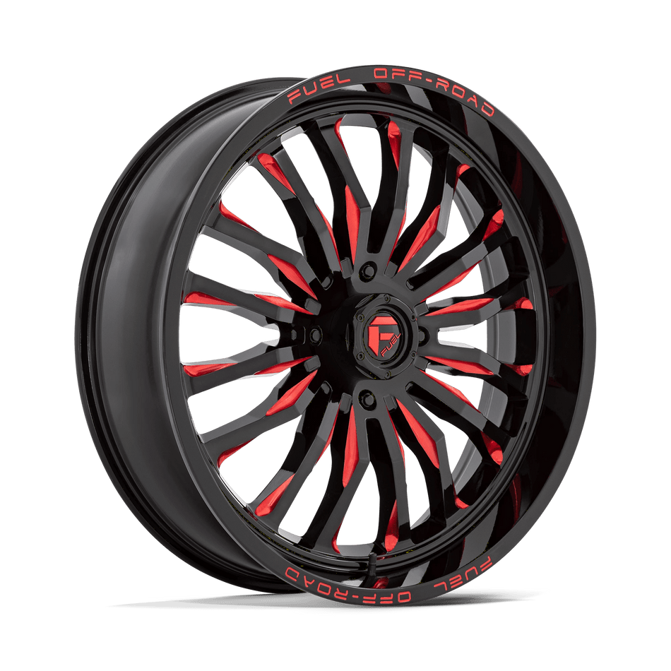 Fuel UTV D822 ARC UTV 24x7 ET13 4x137 Gloss Black Milled w/ Red Tint