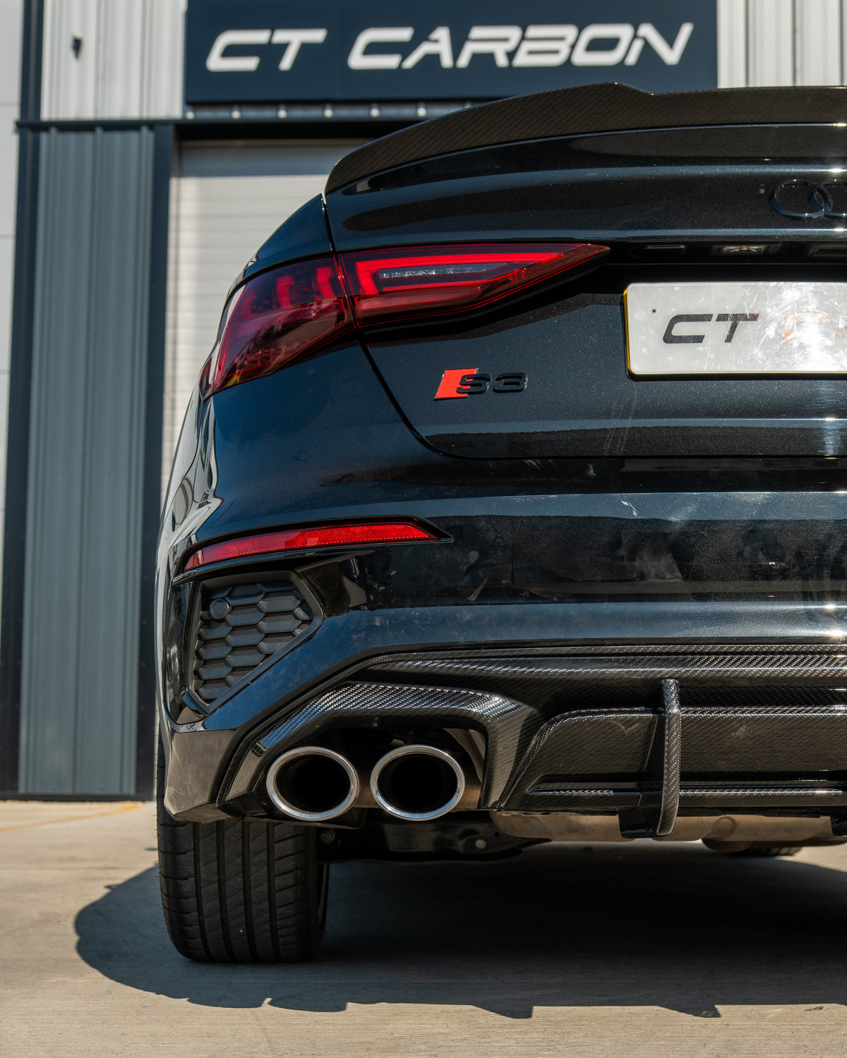 AUDI A3/S3 8Y 2020+ CARBON FIBRE DIFFUSER - CT DESIGN-Diffuser-CT CARBON-CT Carbon - High-quality carbon fiber and gloss black aerodynamic parts for premium sports and luxury vehicles.