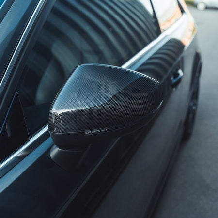 AUDI A3/S3/RS3 8V PRE-PREG CARBON FIBRE MIRRORS - WITHOUT LANE ASSIST-Accessories-CT CARBON-CT Carbon - High-quality carbon fiber and gloss black aerodynamic parts for premium sports and luxury vehicles.
