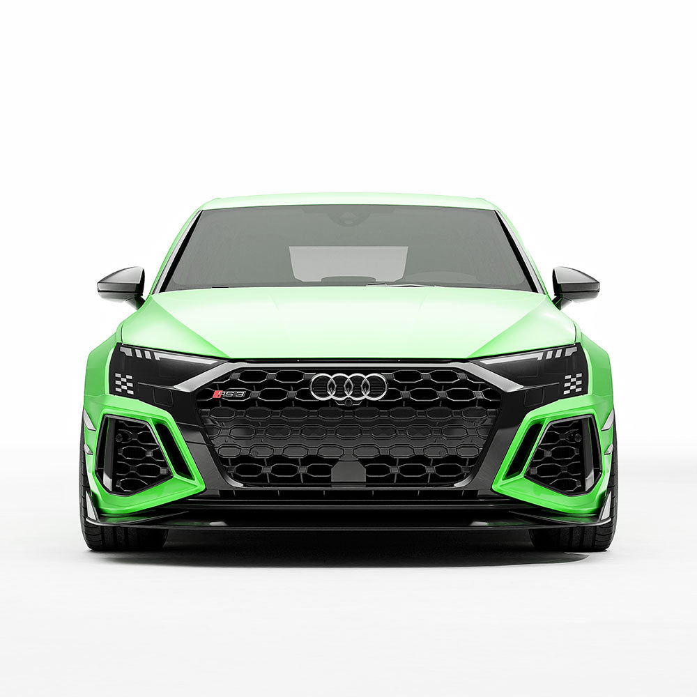 AUDI RS3 8Y 2022-2024 CARBON FIBRE FRONT BUMPER CANARDS - CT DESIGN-Accessories-CT CARBON-CT Carbon - High-quality carbon fiber and gloss black aerodynamic parts for premium sports and luxury vehicles.