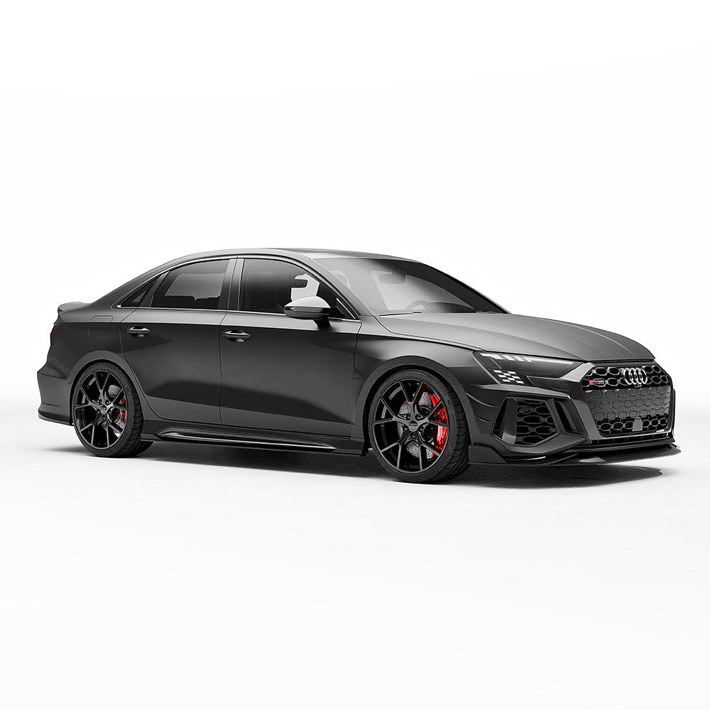 AUDI RS3 8Y 2022-2024 CARBON FIBRE FRONT BUMPER CANARDS - CT DESIGN-Accessories-CT CARBON-CT Carbon - High-quality carbon fiber and gloss black aerodynamic parts for premium sports and luxury vehicles.
