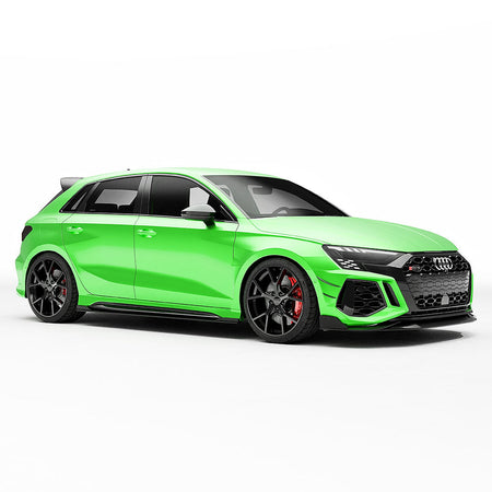 AUDI RS3 8Y 2022-2024 CARBON FIBRE FRONT BUMPER CANARDS - CT DESIGN-Accessories-CT CARBON-CT Carbon - High-quality carbon fiber and gloss black aerodynamic parts for premium sports and luxury vehicles.