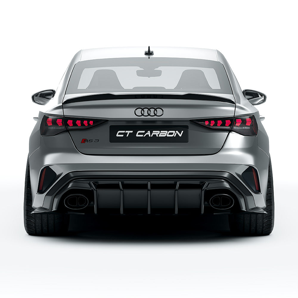 AUDI RS3 8Y 2025+ FACELIFT SALOON FULL CARBON FIBRE KIT - CT DESIGN-Kit-CT CARBON-CT Carbon - High-quality carbon fiber and gloss black aerodynamic parts for premium sports and luxury vehicles.