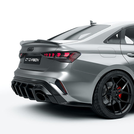 AUDI RS3 8Y 2025+ FACELIFT SALOON FULL CARBON FIBRE KIT - CT DESIGN-Kit-CT CARBON-CT Carbon - High-quality carbon fiber and gloss black aerodynamic parts for premium sports and luxury vehicles.
