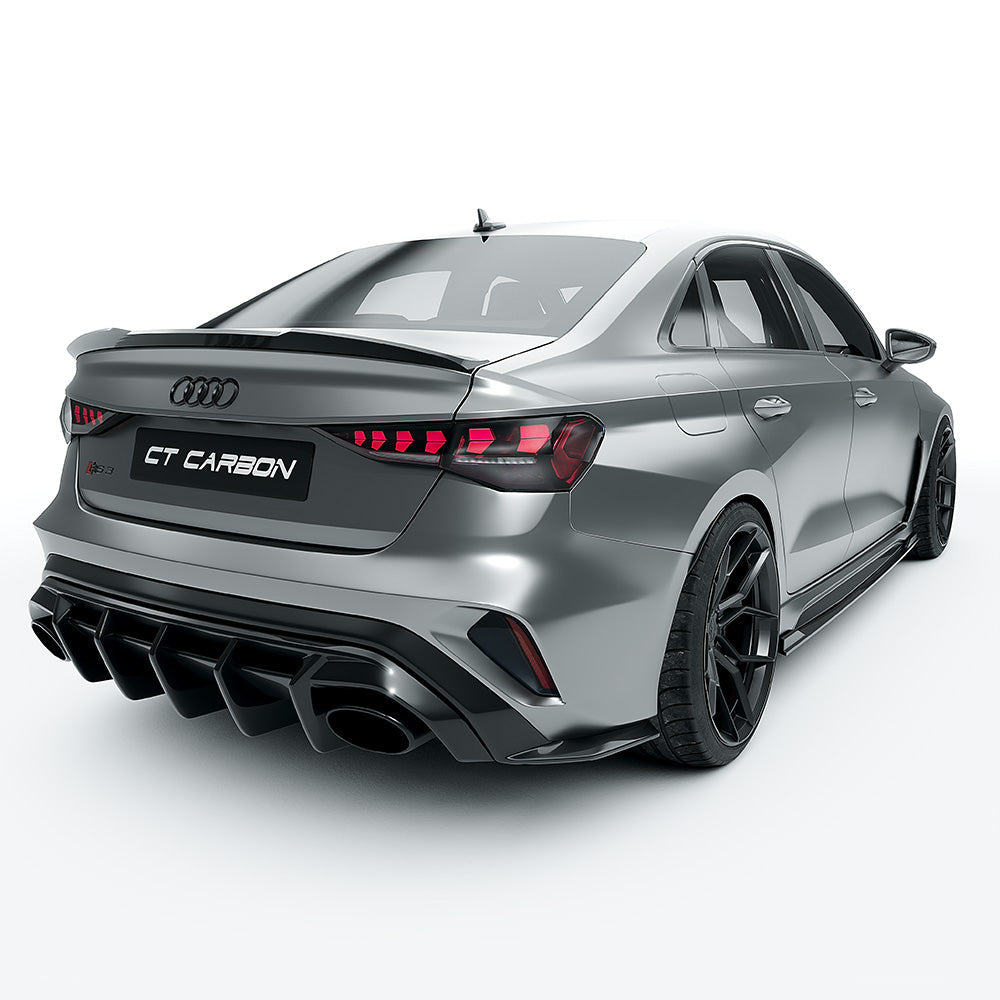 AUDI RS3 8Y 2025+ FACELIFT SALOON FULL CARBON FIBRE KIT - CT DESIGN-Kit-CT CARBON-CT Carbon - High-quality carbon fiber and gloss black aerodynamic parts for premium sports and luxury vehicles.