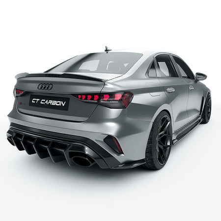 AUDI RS3 8Y 2025+ FACELIFT SALOON FULL CARBON FIBRE KIT - CT DESIGN-Kit-CT CARBON-CT Carbon - High-quality carbon fiber and gloss black aerodynamic parts for premium sports and luxury vehicles.