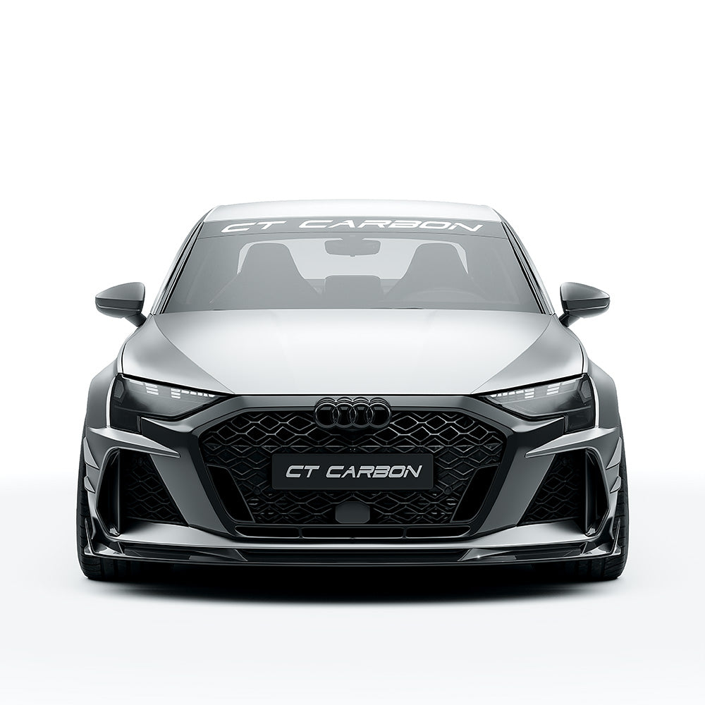 AUDI RS3 8Y 2025+ FACELIFT SALOON FULL CARBON FIBRE KIT - CT DESIGN-Kit-CT CARBON-CT Carbon - High-quality carbon fiber and gloss black aerodynamic parts for premium sports and luxury vehicles.
