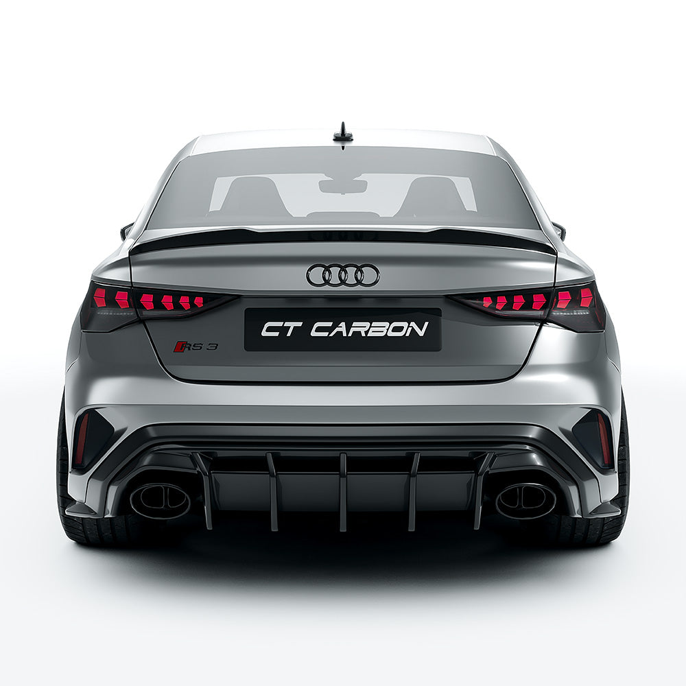 AUDI RS3 8Y 2025+ FACELIFT SALOON FULL CARBON FIBRE KIT - CT DESIGN-Kit-CT CARBON-CT Carbon - High-quality carbon fiber and gloss black aerodynamic parts for premium sports and luxury vehicles.