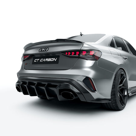 AUDI RS3 8Y 2025+ FACELIFT SALOON FULL CARBON FIBRE KIT - CT DESIGN-Kit-CT CARBON-CT Carbon - High-quality carbon fiber and gloss black aerodynamic parts for premium sports and luxury vehicles.