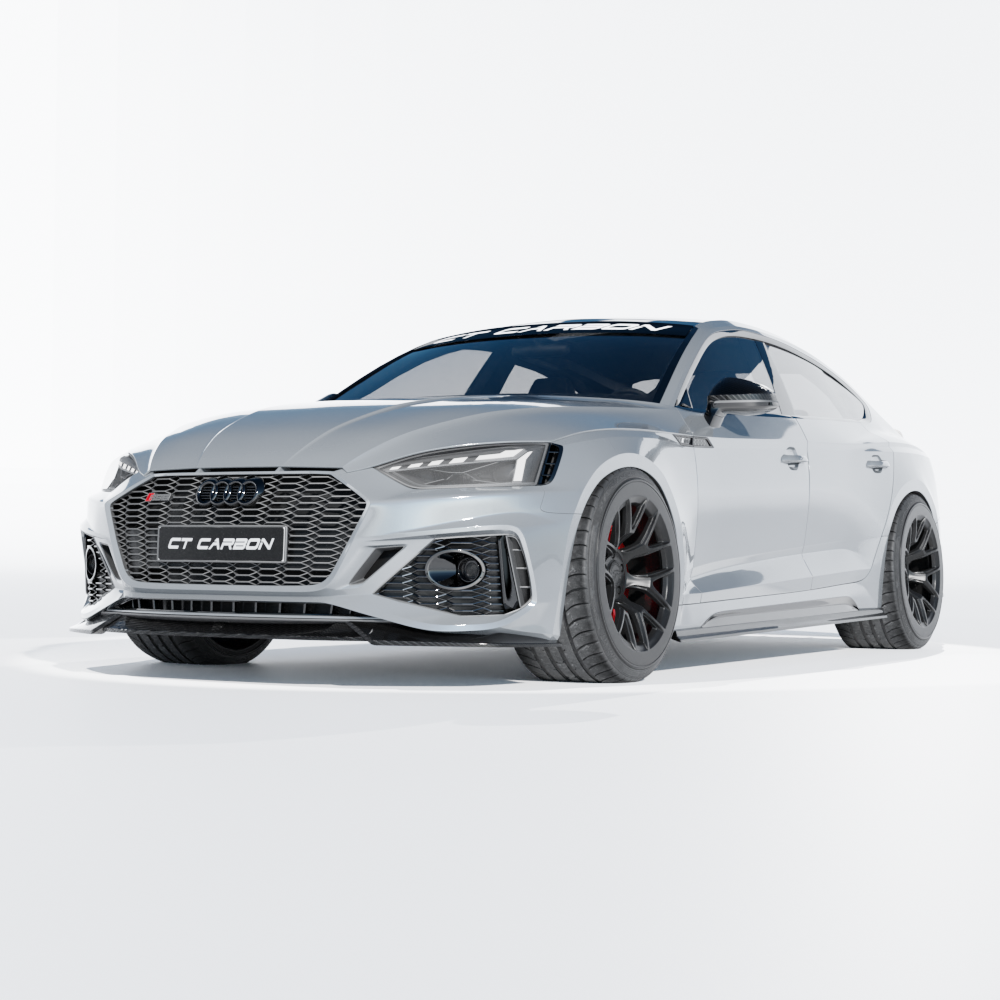 AUDI RS5 B9.5 SPORTBACK & COUPE 2020-2025 CARBON FIBRE SPLITTER - CT DESIGN-Splitter-CT CARBON-CT Carbon - High-quality carbon fiber and gloss black aerodynamic parts for premium sports and luxury vehicles.