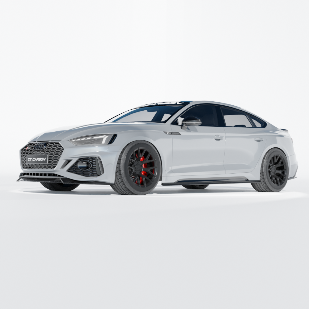 AUDI RS5 B9.5 SPORTBACK & COUPE 2020-2025 CARBON FIBRE SPLITTER - CT DESIGN-Splitter-CT CARBON-CT Carbon - High-quality carbon fiber and gloss black aerodynamic parts for premium sports and luxury vehicles.