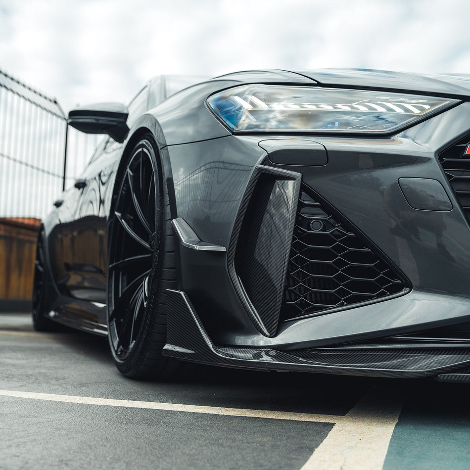AUDI RS6/RS7 C8 AVANT CARBON FIBRE FRONT BUMPER VENT TRIM-Accessories-CT CARBON-CT Carbon - High-quality carbon fiber and gloss black aerodynamic parts for premium sports and luxury vehicles.
