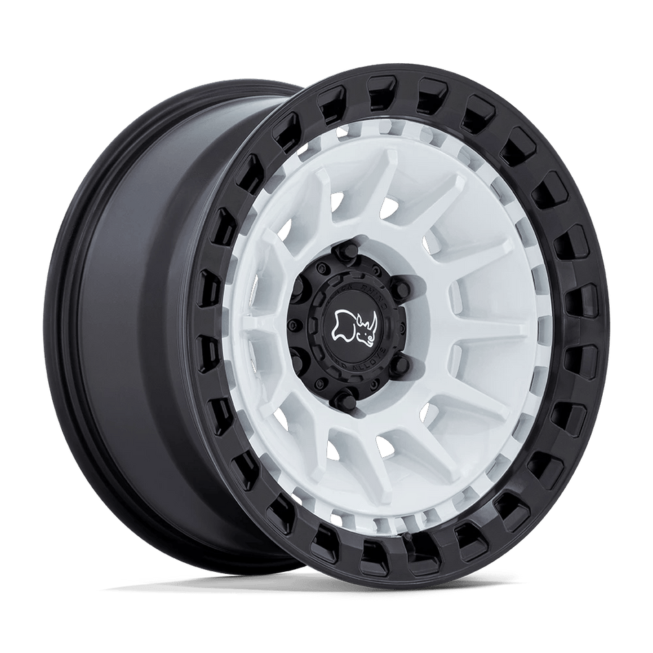 Black Rhino Hard Alloys BARRAGE 17x8.5 ET-10 6x139.7 Gloss White On Matte Black