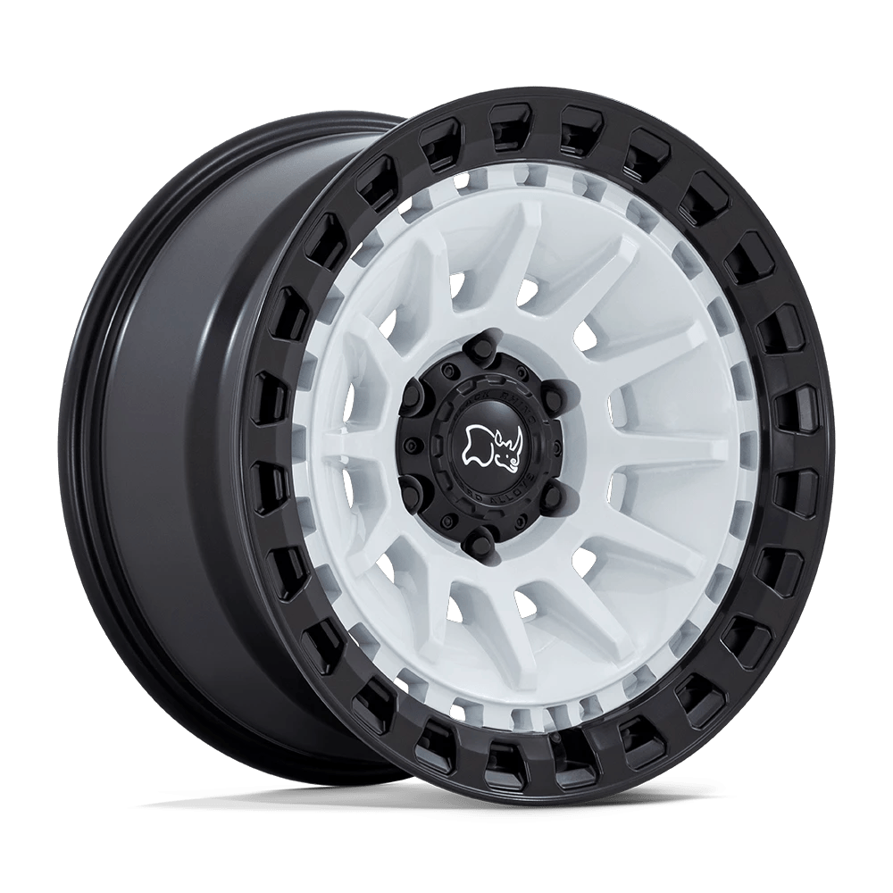 Black Rhino Hard Alloys BARRAGE 18x9 ET0 6x139.7 Gloss White On Matte Black
