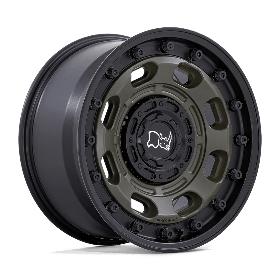 Black Rhino Hard Alloys ATLAS 16x8 ET-10 6x139.7 Olive Drab Green w/ Black Lip