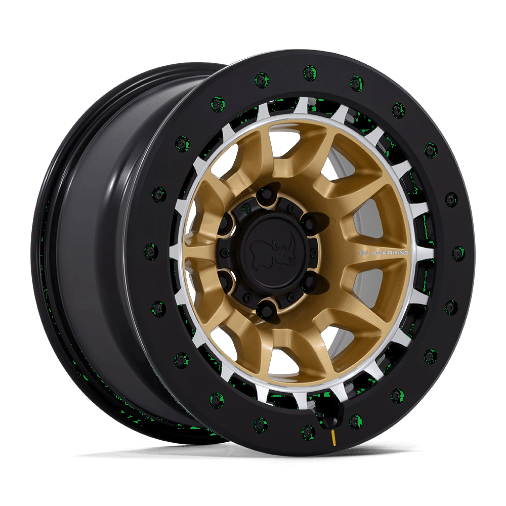 Black Rhino Hard Alloys BR016 TUSK 17x8.5 ET-10 6x114.3 Matte Gold w/ Machined Ring