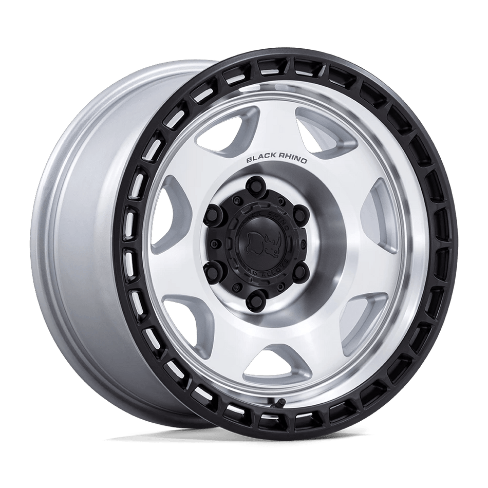 Black Rhino Hard Alloys BR018 VOYAGER 17x8.5 ET0 6x135 Silver Machined w/ M-black Lip