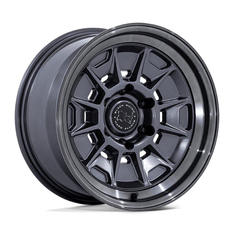 Black Rhino Hard Alloys BR021 MONDO 17x9 ET-38 6x139.7 Matte Gunmetal w/ Gloss Gray Lip