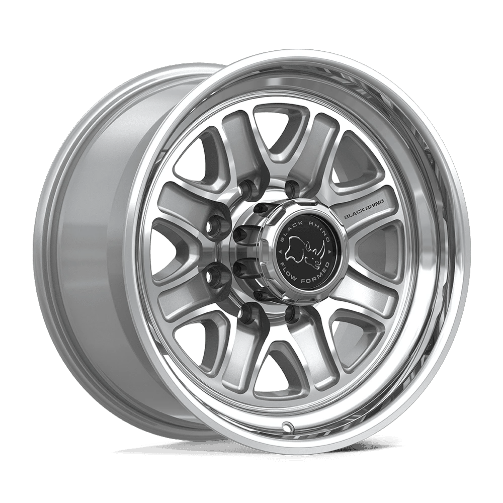 Black Rhino Hard Alloys BR032 ECHO 18x9 ET12 8x165.1 Gloss Silver w/ Machined Face