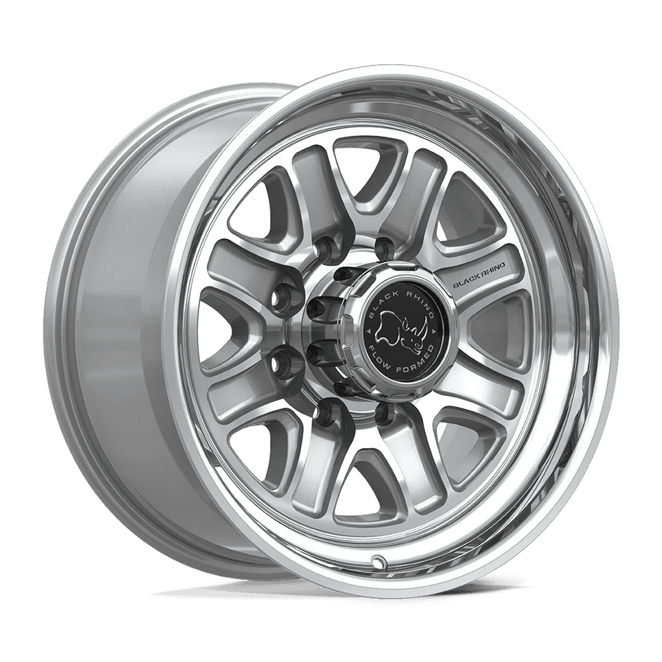 Black Rhino Hard Alloys BR032 ECHO 18x9 ET12 8x180 Gloss Silver w/ Machined Face