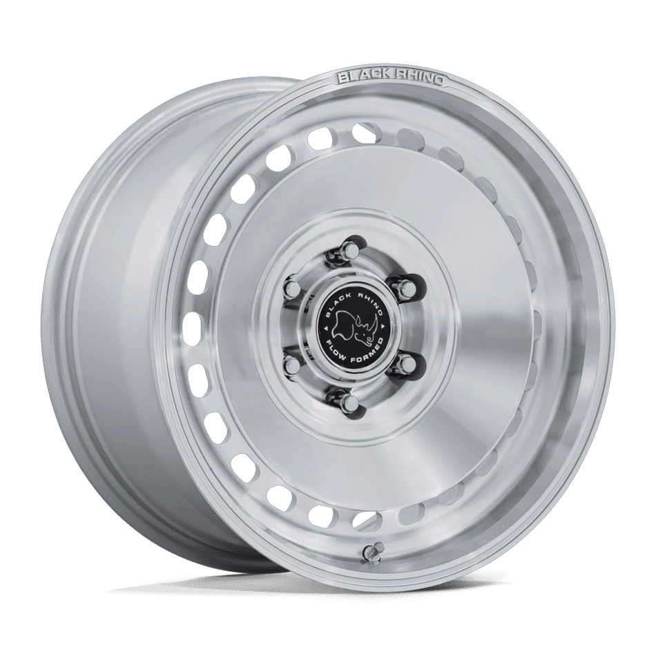 Black Rhino Hard Alloys BR036 BASIN 17x8 ET32 6x130 Gloss Silver w/ Machined Face