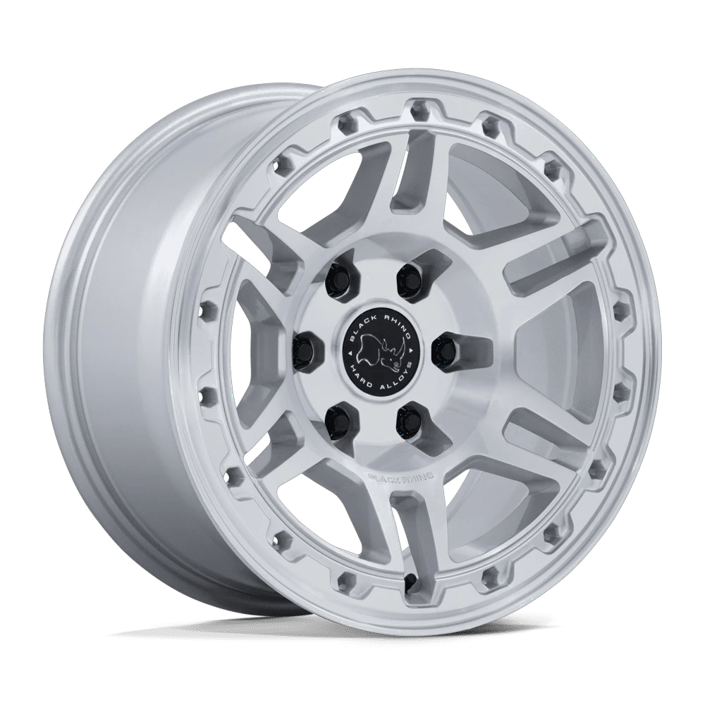 Black Rhino Hard Alloys BR039 VANGUARD 17x8.5 ET25 6x130 Gloss Silver w/ Machined Face