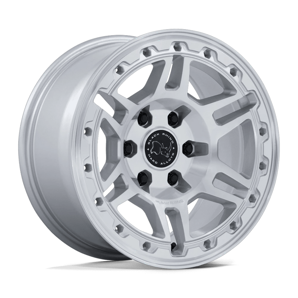 Black Rhino Hard Alloys BR039 VANGUARD 20x9 ET15 6x130 Gloss Silver w/ Machined Face