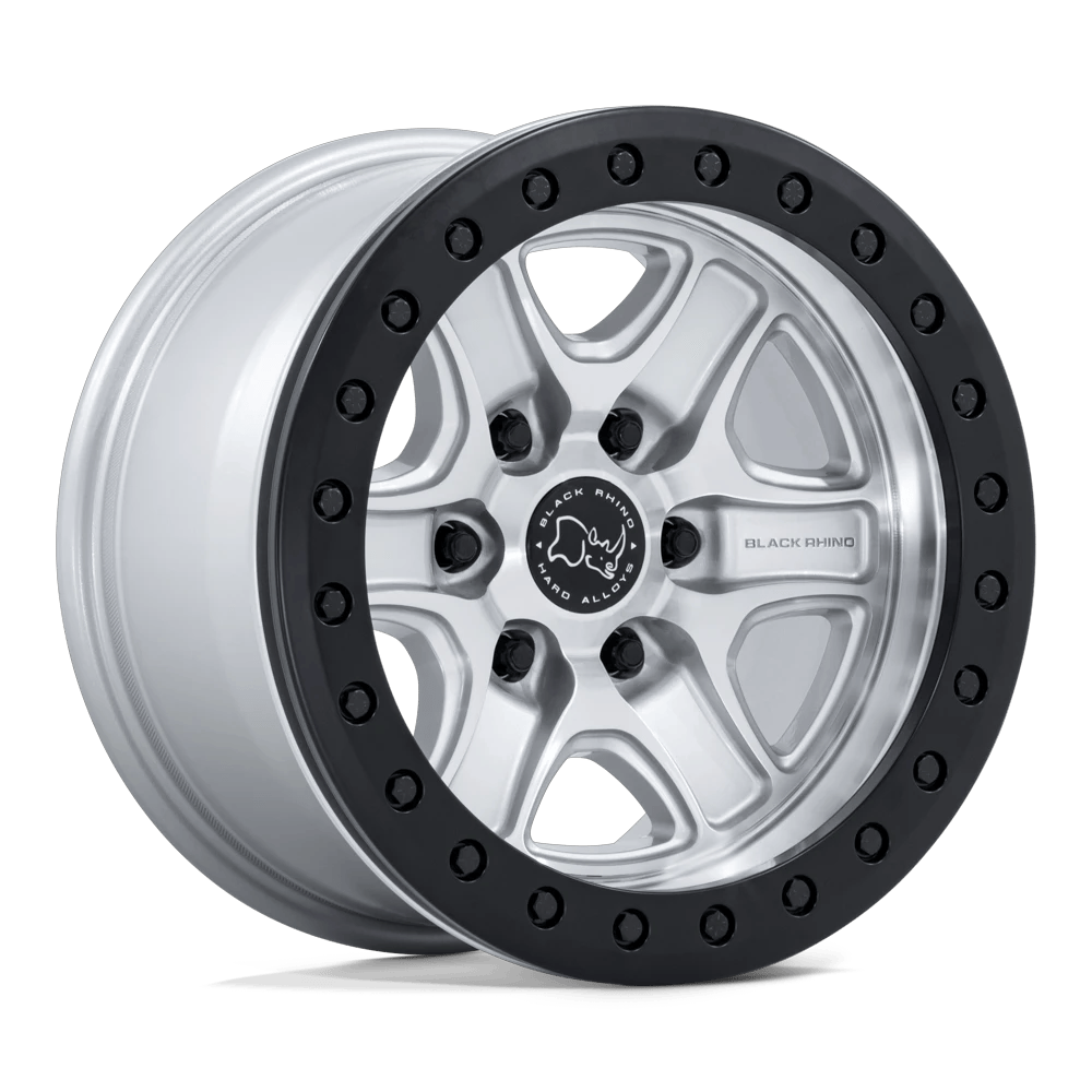 Black Rhino Hard Alloys BR200 ECHO TRAIL LOCK BEADLOCK 17x8.5 ET0 6x135 Hyper Silver w/ Machined Face
