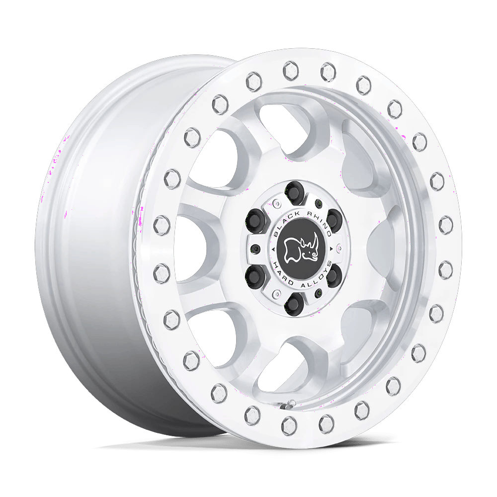 Black Rhino Hard Alloys VENTURE BEADLOCK 17x8 ET38 6x130 Gloss Silver w/ Machined Face