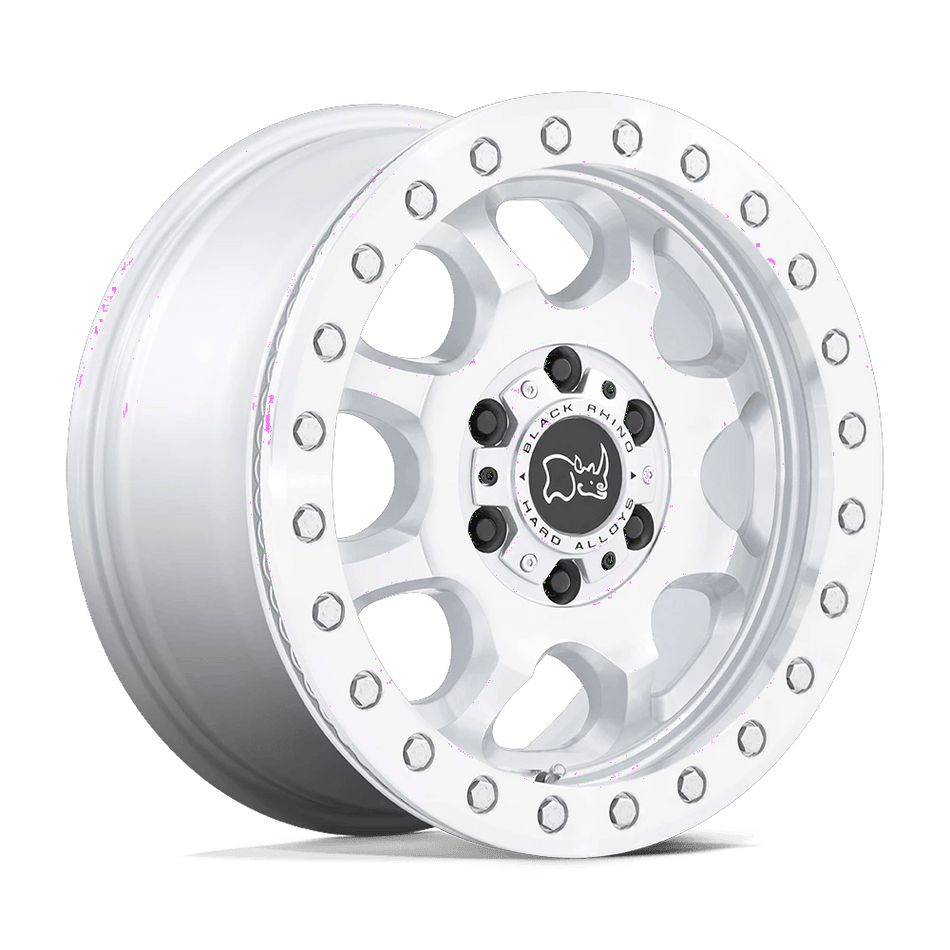 Black Rhino Hard Alloys VENTURE BEADLOCK 17x8 ET38 6x130 Gloss Silver w/ Machined Face