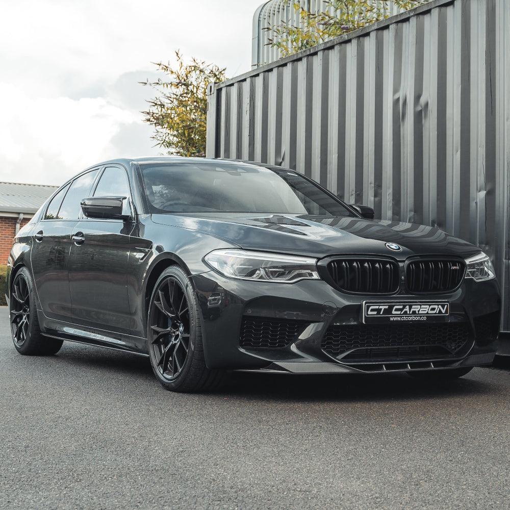 BMW F90 M5 & M5C COMPETITION CARBON FIBRE SPLITTER - R STYLE-Splitter-CT CARBON-CT Carbon - High-quality carbon fiber and gloss black aerodynamic parts for premium sports and luxury vehicles.