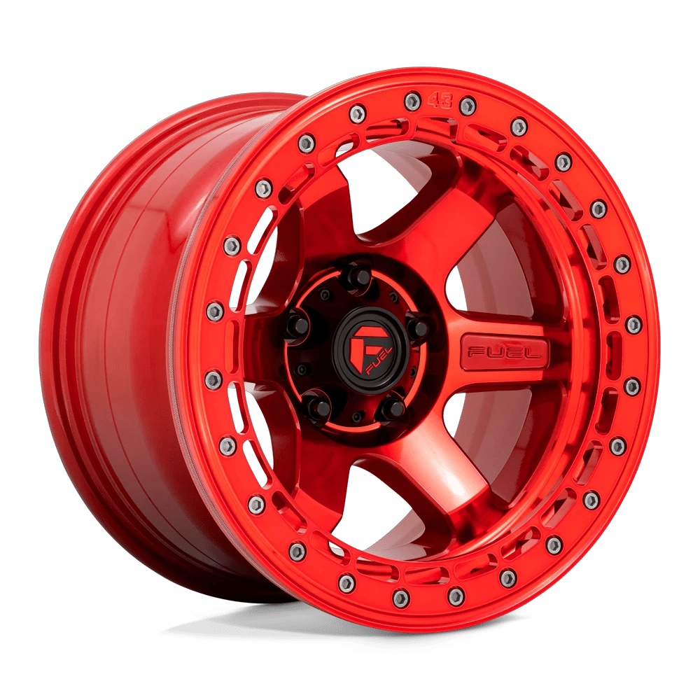 Fuel 1PC D123 BLOCK BEADLOCK 17x9 ET-15 6x135 Candy Red w/ Red Ring