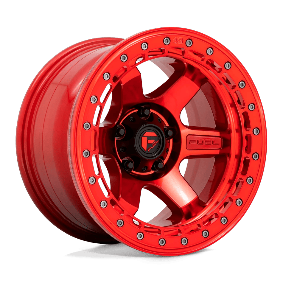 Fuel 1PC D123 BLOCK BEADLOCK 17x9 ET-15 6x135 Candy Red w/ Red Ring