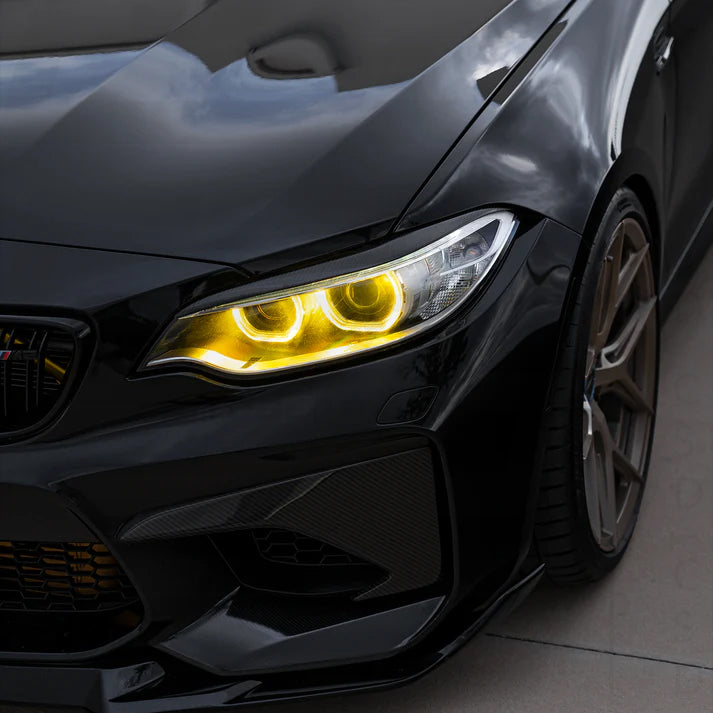 BMW F87 M2/M2C PRE-LCI YELLOW XENON DRL MODULE SET (2014-2018)-DRL-CT CARBON-CT Carbon - High-quality carbon fiber and gloss black aerodynamic parts for premium sports and luxury vehicles.