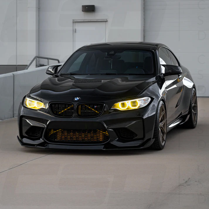 BMW F87 M2/M2C PRE-LCI YELLOW XENON DRL MODULE SET (2014-2018)-DRL-CT CARBON-CT Carbon - High-quality carbon fiber and gloss black aerodynamic parts for premium sports and luxury vehicles.