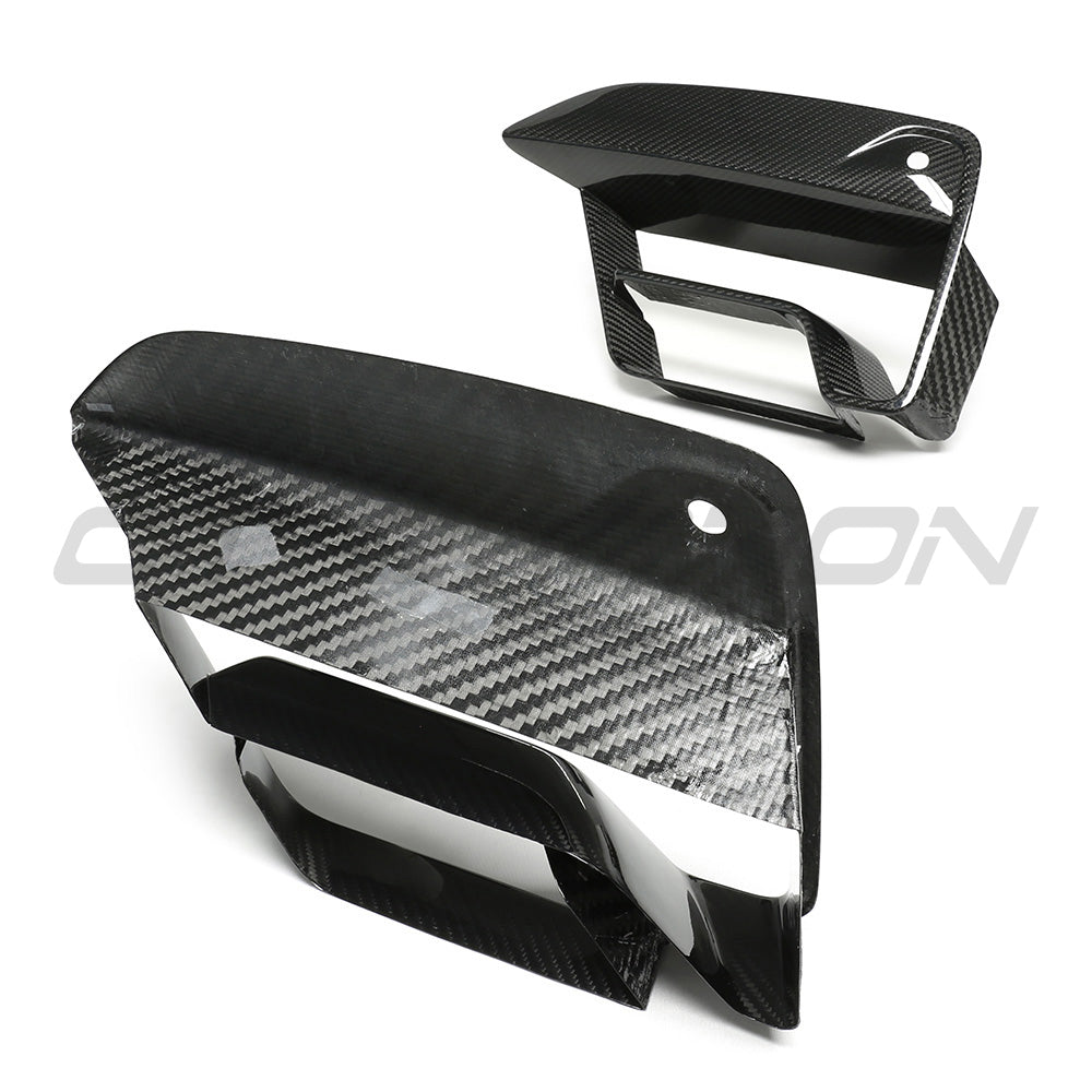 BMW F90 M5 2021+ LCI CARBON FIBRE BUMPER VENT COVERS-Grille-CT CARBON-CT Carbon - High-quality carbon fiber and gloss black aerodynamic parts for premium sports and luxury vehicles.