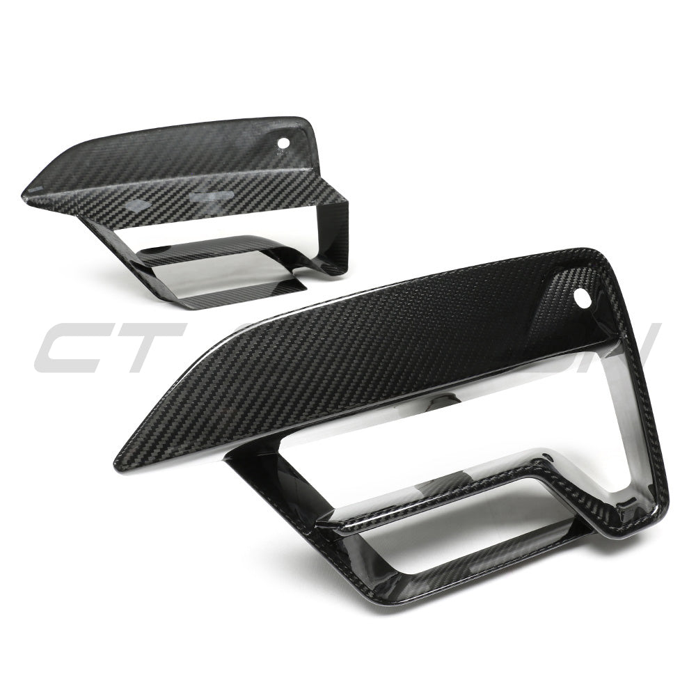 BMW F90 M5 2021+ LCI CARBON FIBRE BUMPER VENT COVERS-Grille-CT CARBON-CT Carbon - High-quality carbon fiber and gloss black aerodynamic parts for premium sports and luxury vehicles.